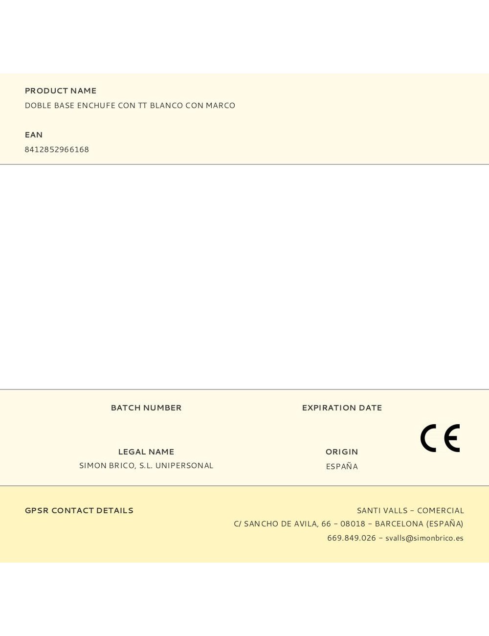 Doble base enchufe con tt blanco con marco