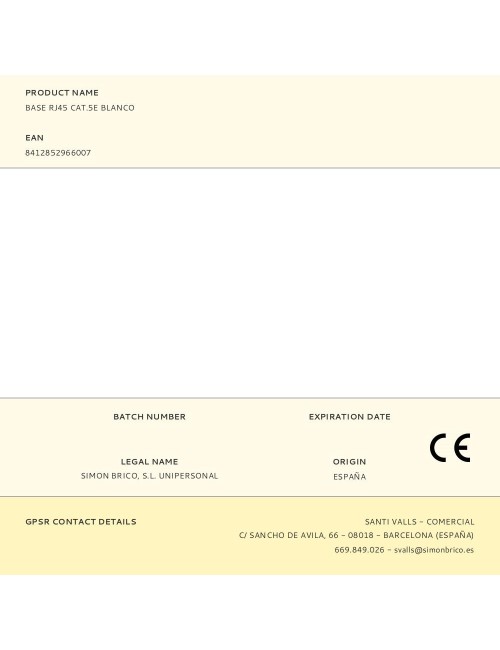 Base rj45 cat.5e blanco