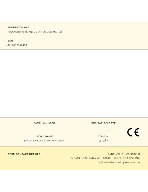 Pulsador persianas blanco con marco