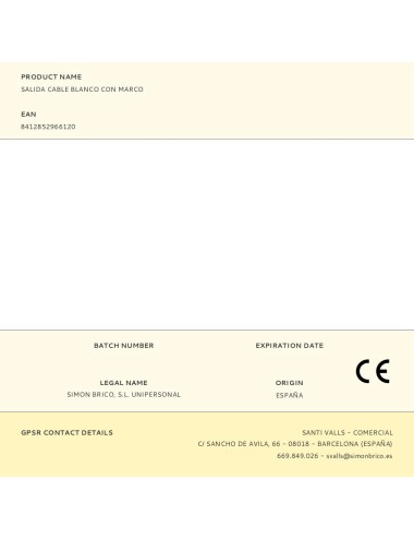 Salida cable blanco con marco