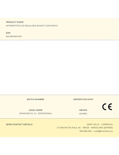 Interruptor led regulable blanco con marco