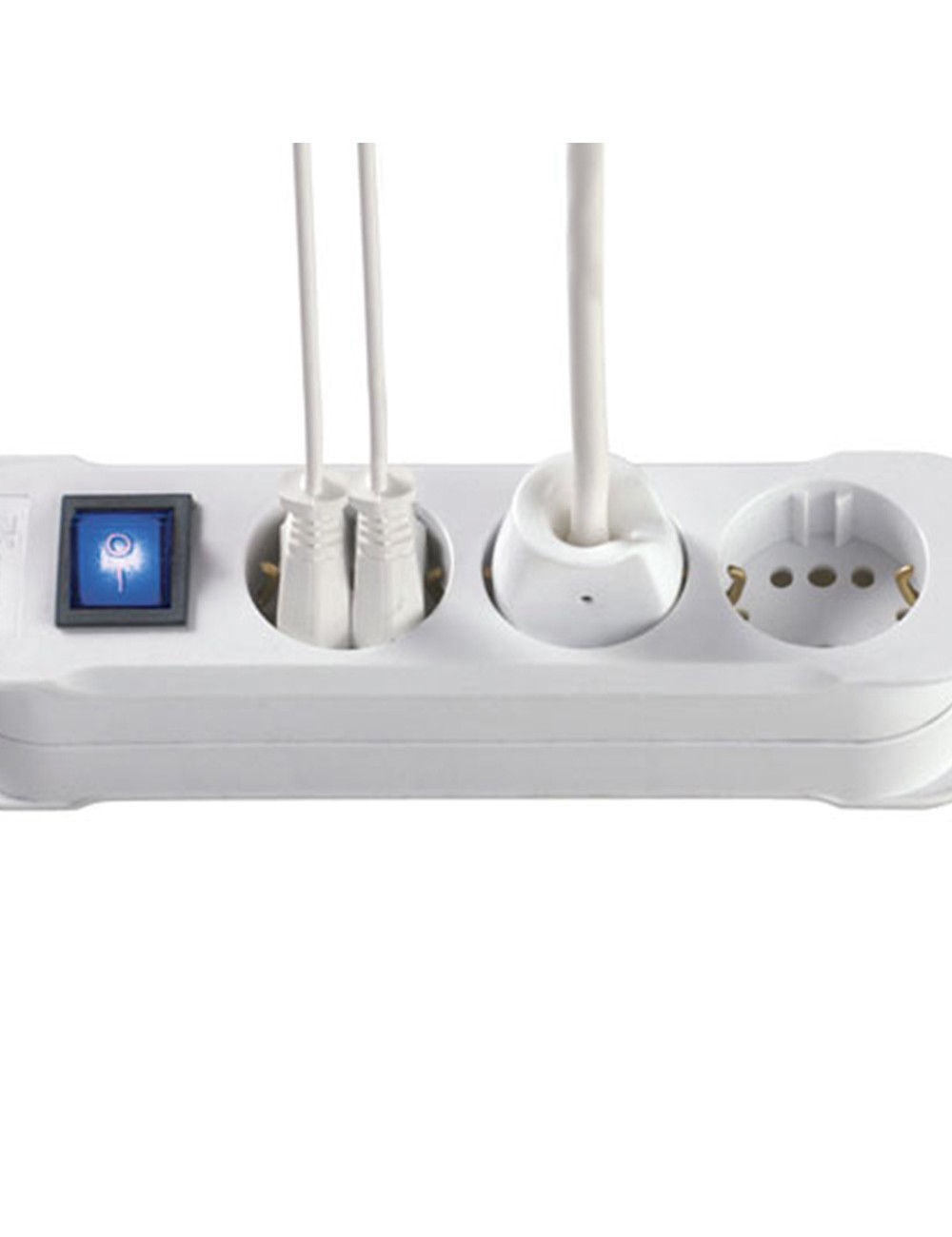 Base múltiple 3 tomas duoversal con interruptor, 1,4 m cable h05vv-f 3g1,5 mm, 16a 250v~, blanca