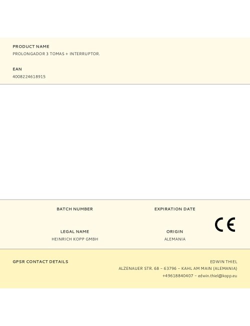 Base múltiple 3 tomas duoversal con interruptor, 1,4 m cable h05vv-f 3g1,5 mm, 16a 250v~, blanca