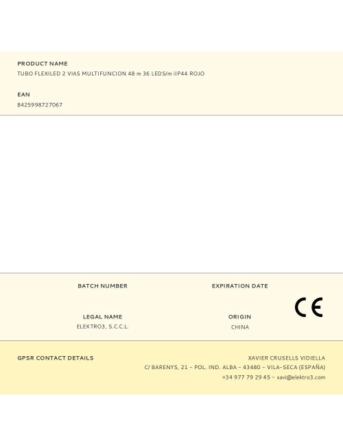 Tubo flexiled 2 vias multifuncion 48 m 36 leds/m iip44 rojo