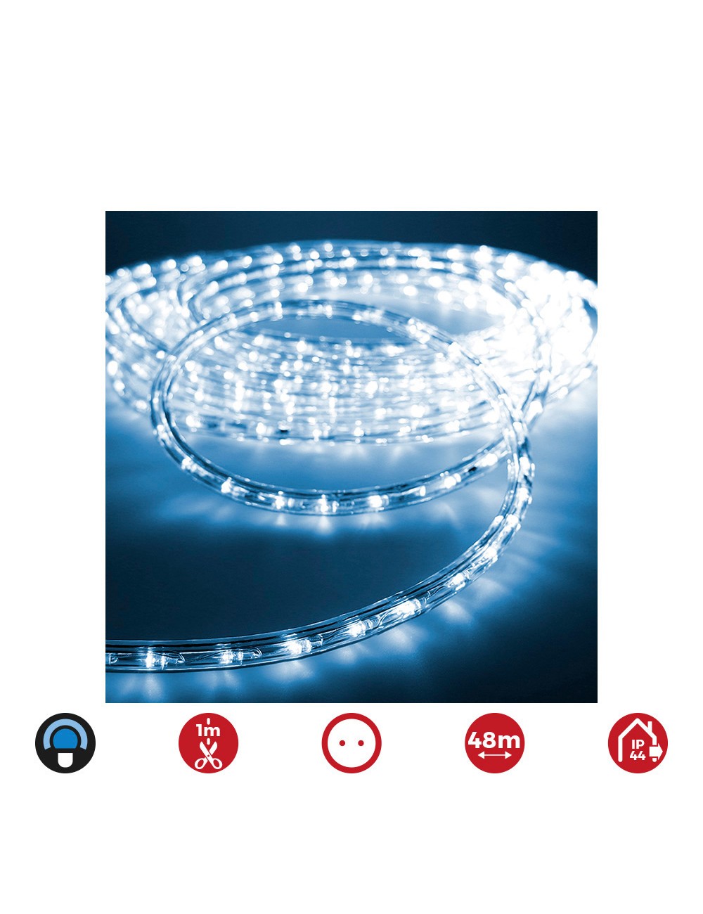 Tubo flexiled 2 vias fijo 48 m 30 leds/m ip44 azul