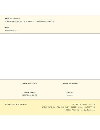 Tubo flexiled 2 vias fijo 48 m 30 leds/m ip44 amarillo