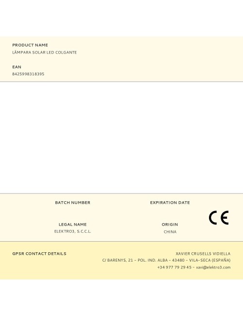 Lámpara solar led colgante