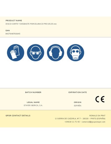 Disco corte y desbaste porcelanico pro ø125 mm