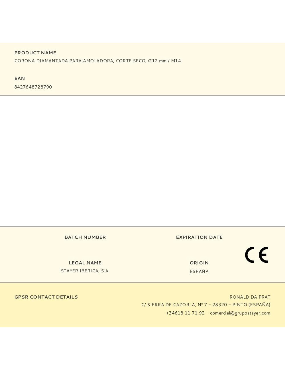 Corona diamantada para amoladora, corte seco, ø12 mm / m14