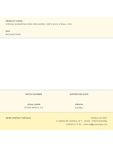 Corona diamantada para amoladora, corte seco, ø 40mm / m14