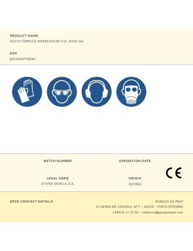 Disco fórmula intercooler h12, ø230 mm