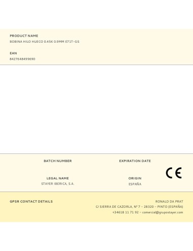 Bobina hilo hueco 0.45k 0.9mm e71t-gs