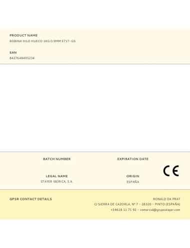 Bobina hilo hueco 1kg 0.9mm e71t-gs