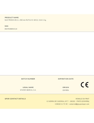 Electrodo ø3.2 x 350 mm rutilo e-6013, caja 1 kg.