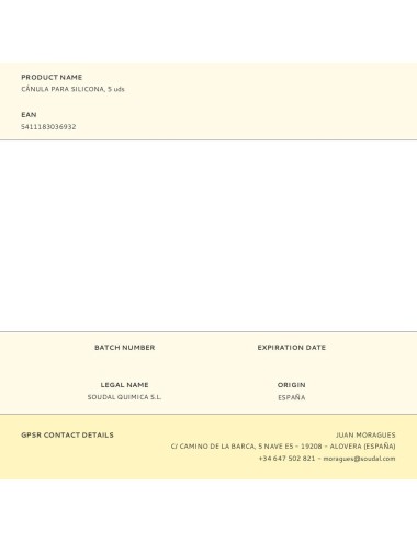 Cánula para silicona, 5 uds