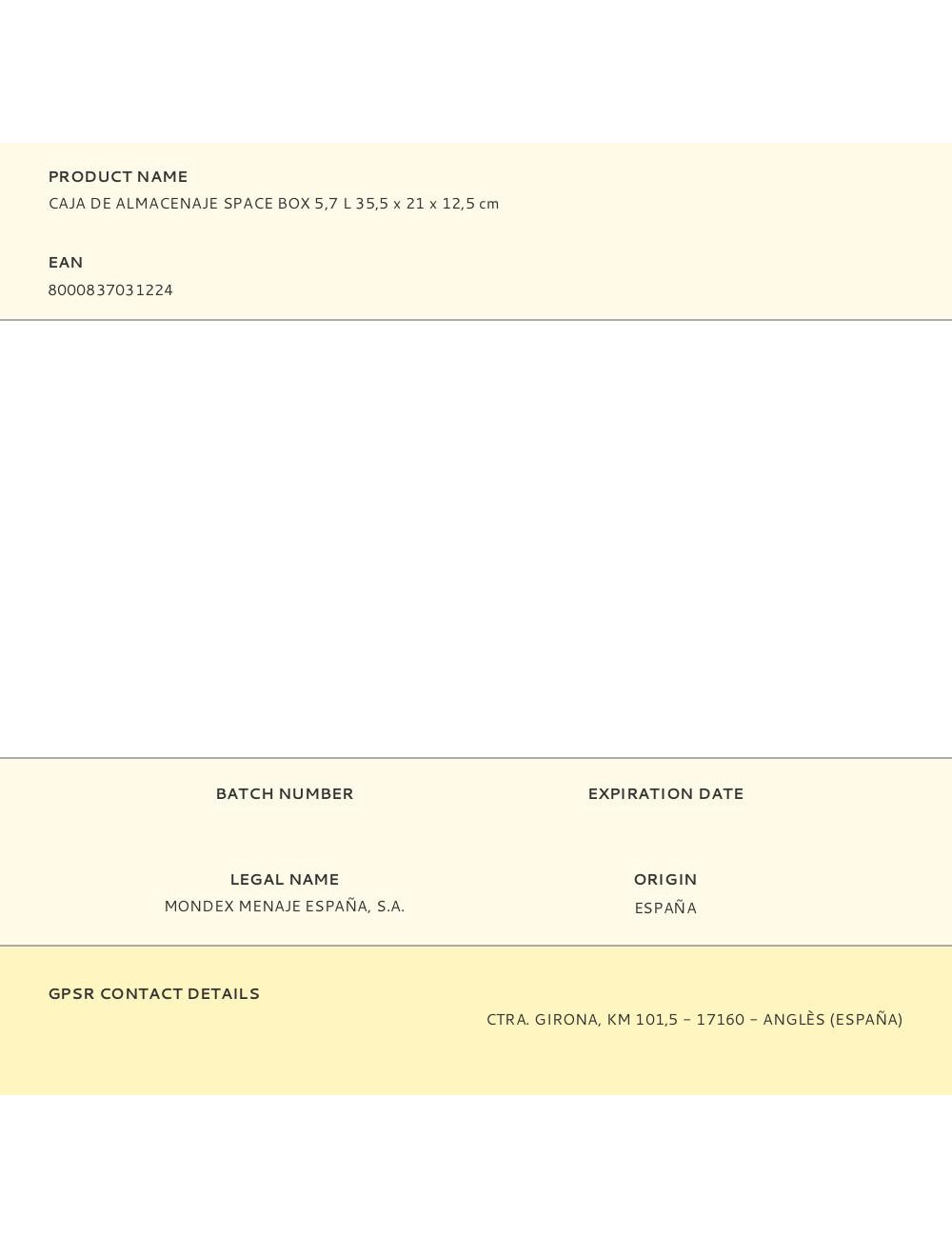 Caja de almacenaje space box 5,7 l 35,5 x 21 x 12,5 cm