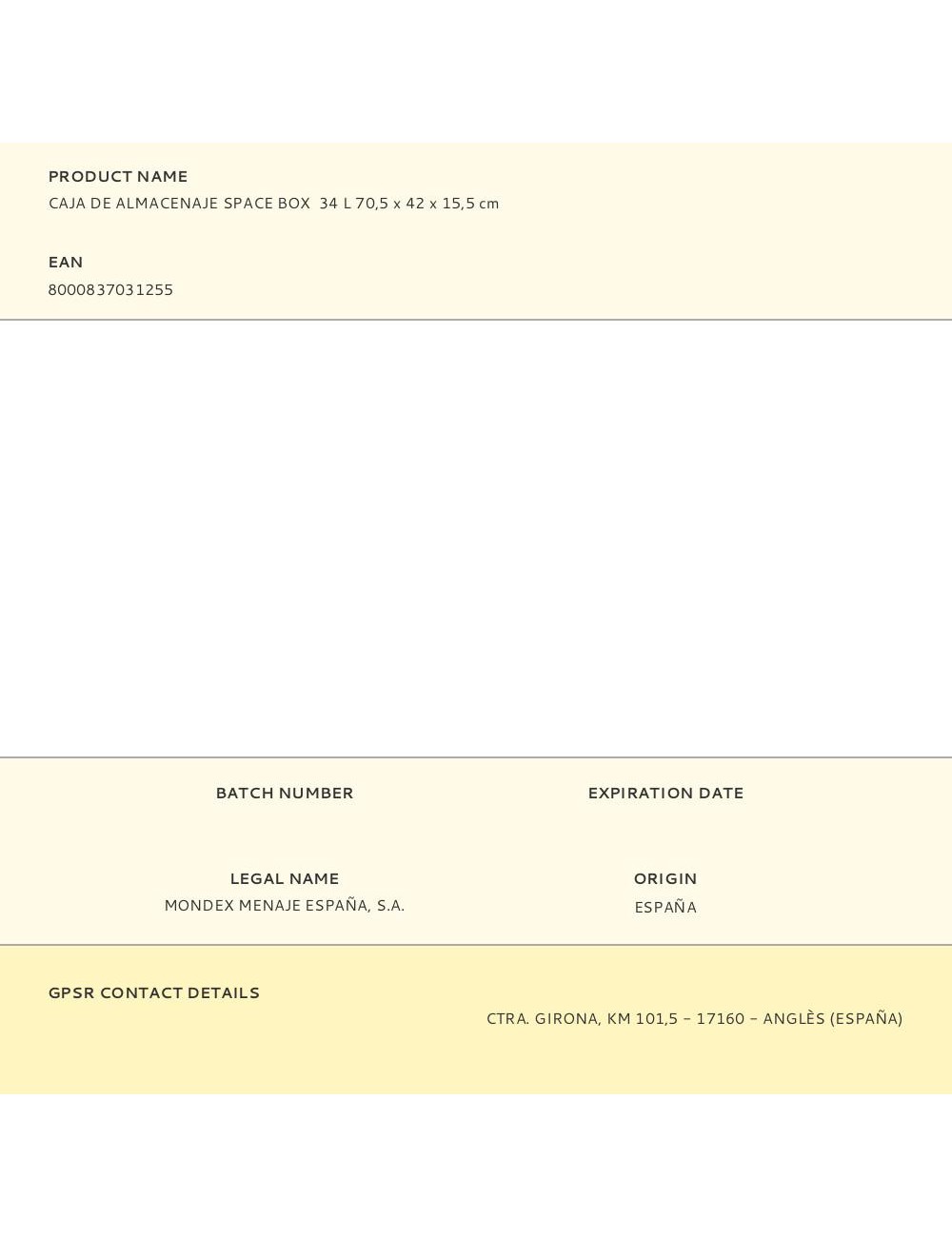 Caja de almacenaje space box 34 l 70,5 x 42 x 15,5 cm