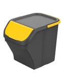 Cubo stack´n sort gris con tapa color amarillo 30 x 40 x 34 cm 25 l