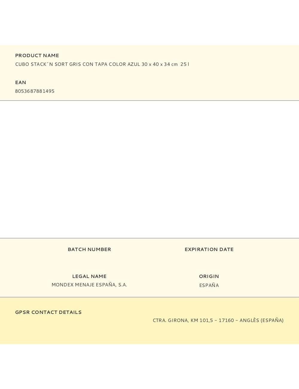 Cubo stack´n sort gris con tapa color azul 30 x 40 x 34 cm 25 l