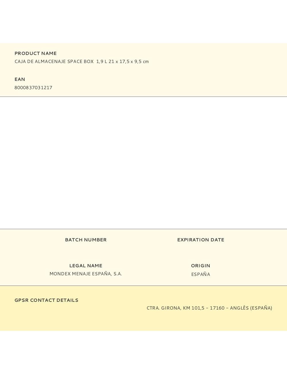 Caja de almacenaje space box 1,9 l 21 x 17,5 x 9,5 cm