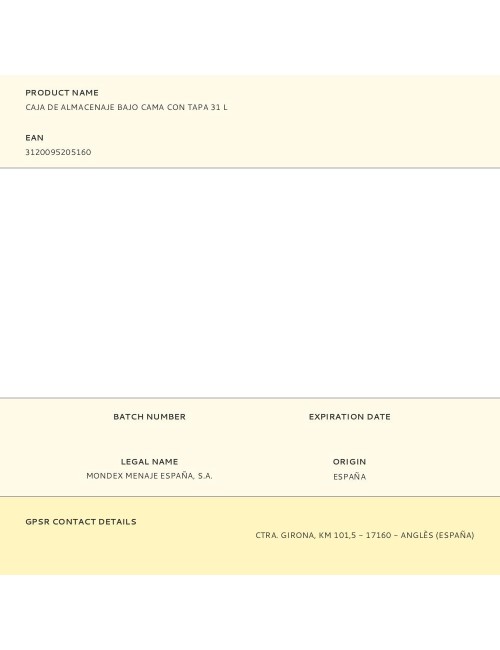 Caja de almacenaje bajo cama con tapa 31 l