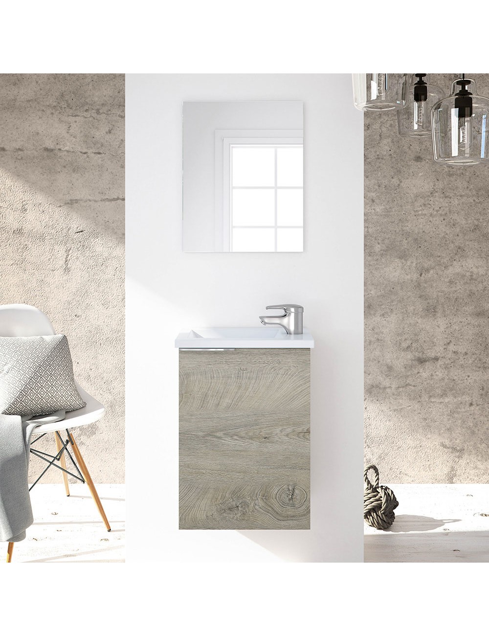 Mueble 40 1 puerta+ espejo + lavabo compact