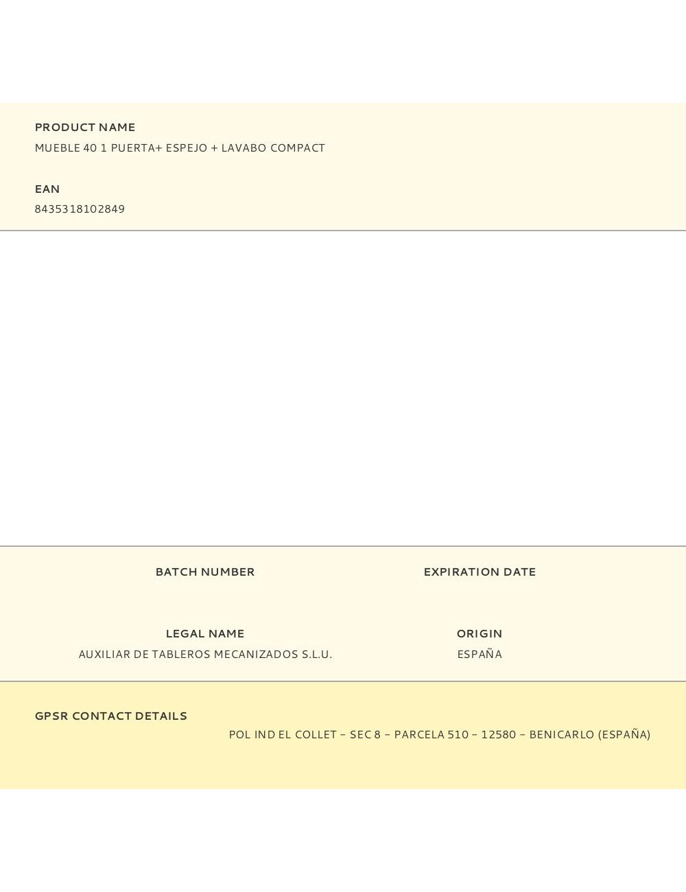 Mueble 40 1 puerta+ espejo + lavabo compact