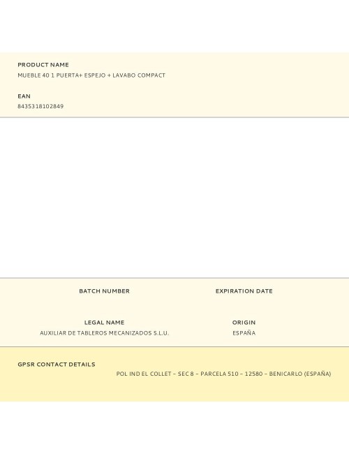 Mueble 40 1 puerta+ espejo + lavabo compact