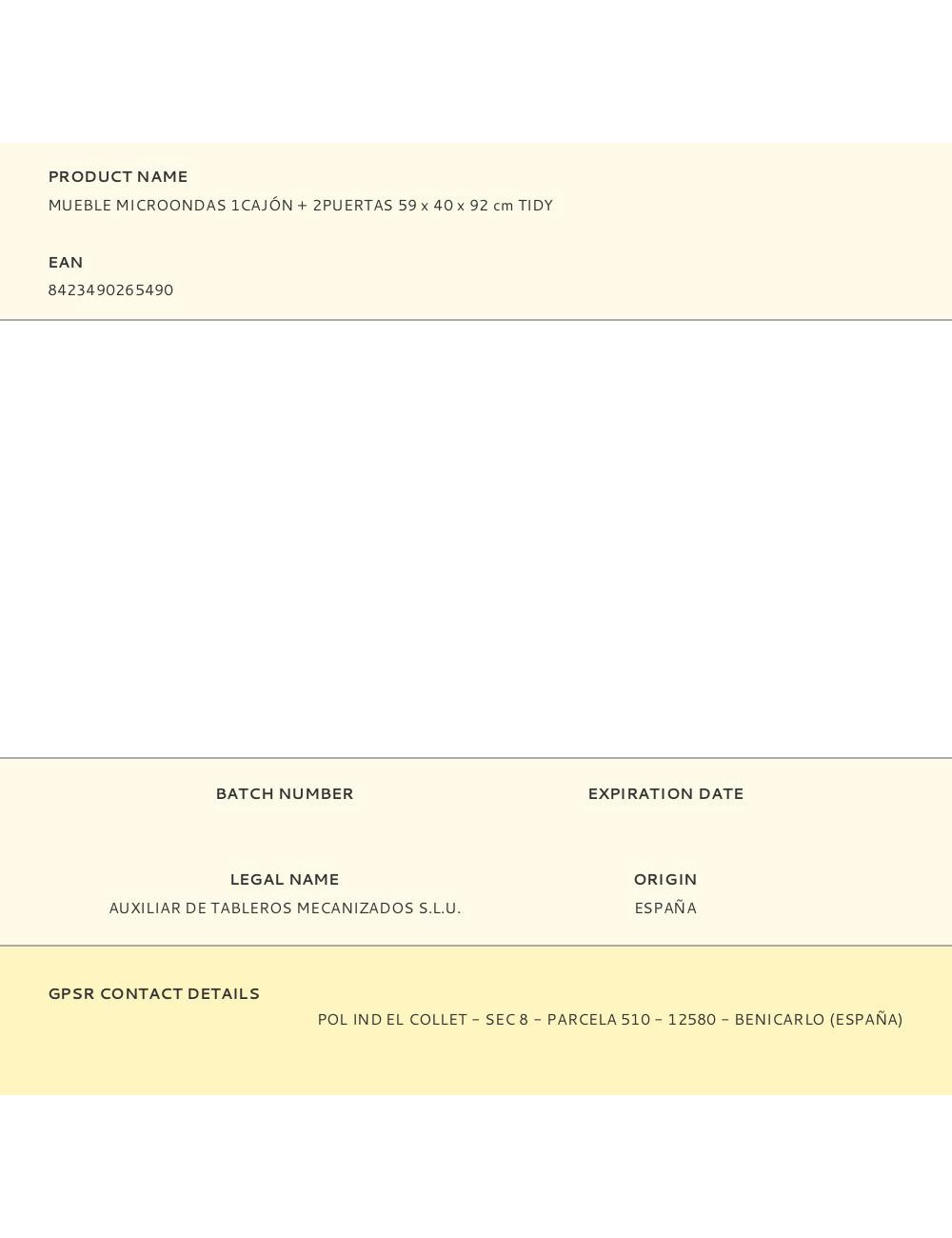 Mueble microondas 1cajón + 2puertas 59 x 40 x 92 cm tidy