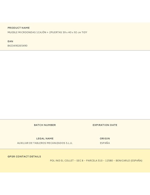 Mueble microondas 1cajón + 2puertas 59 x 40 x 92 cm tidy