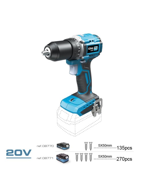 Taladro atornillador compacto brushless 20 v