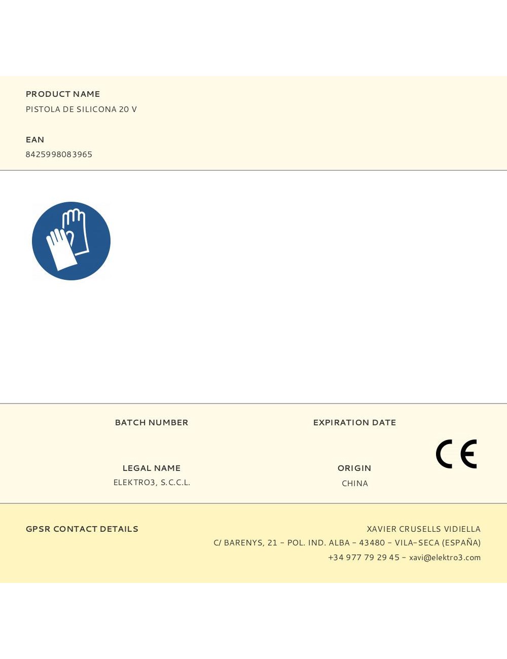 Pistola de silicona 20 v