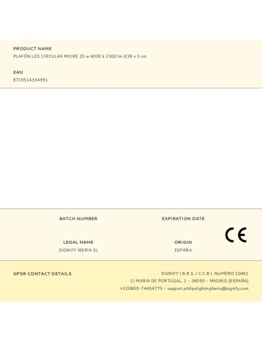 Plafón led circular moire 20 w 4000 k 2300 lm ø38 x 5 cm