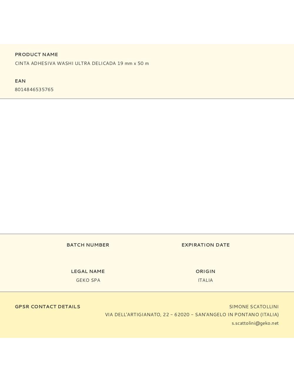 Cinta adhesiva washi ultra delicada 19 mm x 50 m