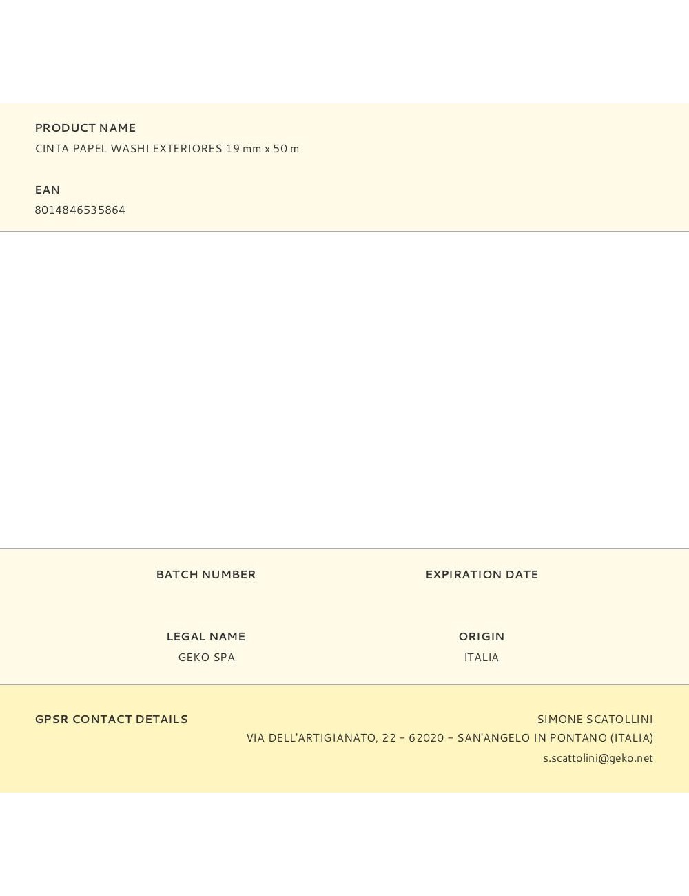 Cinta papel washi exteriores 19 mm x 50 m