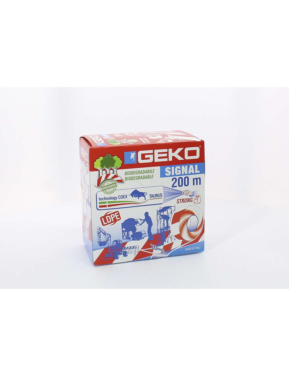 Cinta balizar ldpe signal biodegradable blanca/roja 70 mm x 200 m