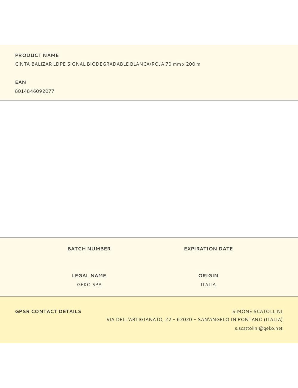 Cinta balizar ldpe signal biodegradable blanca/roja 70 mm x 200 m