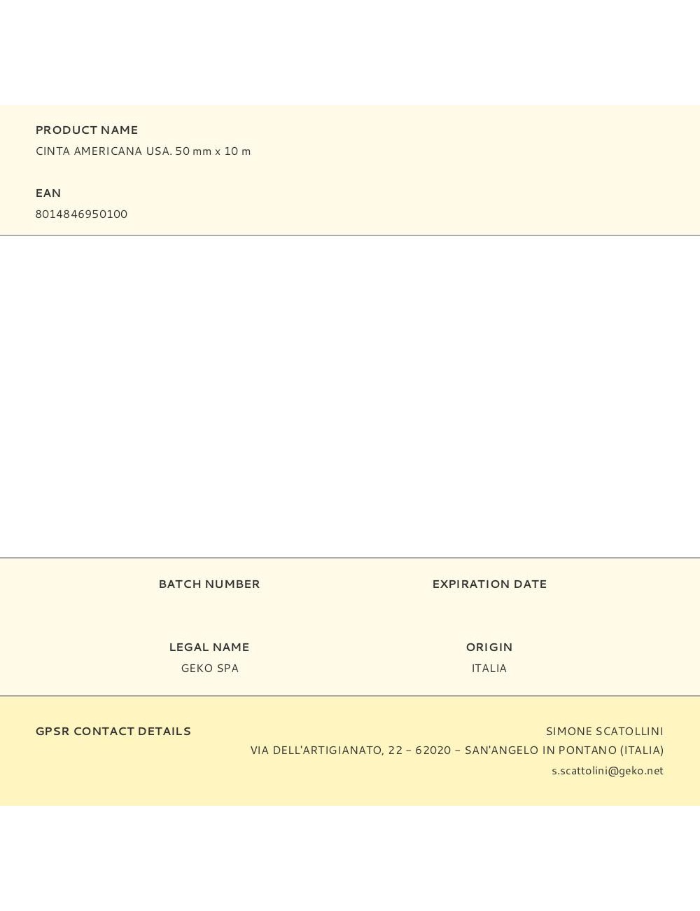 Cinta americana usa, 50 mm x 10 m