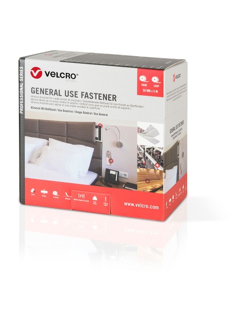 Cinta de gancho y bucle adhesiva blanca 50 mm x 5 m