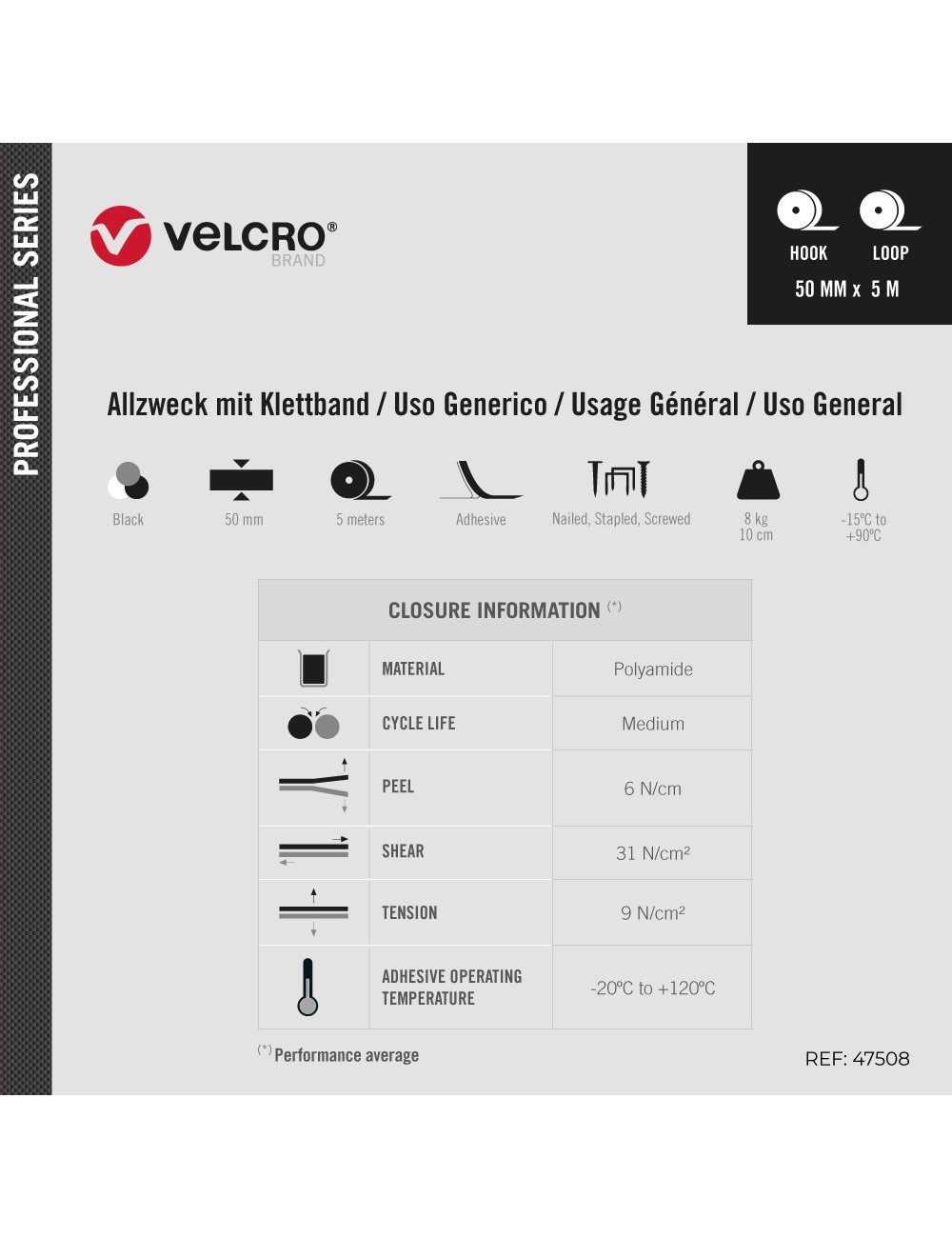 Cinta ultrafuerte adhesiva negra 50 mm x 5 m