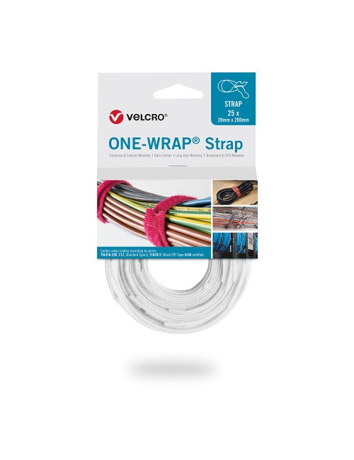 Brida one-wrap® strap, 20 x 200 mm, 25 uds, blanca
