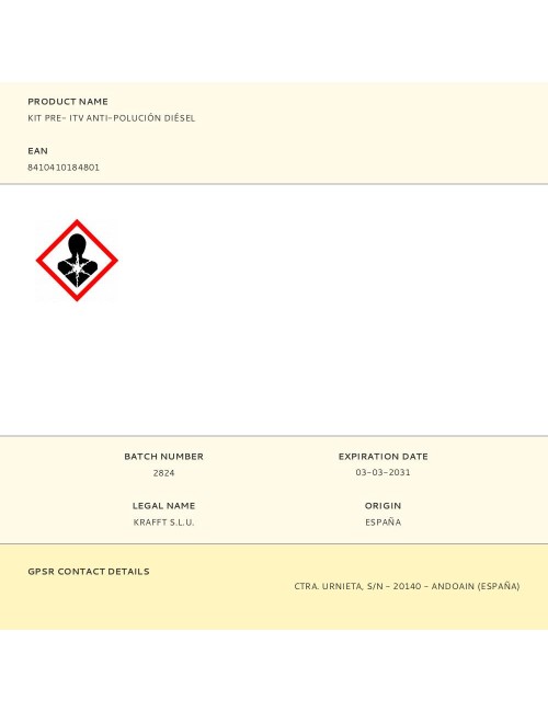 Kit pre- itv anti-polución diésel