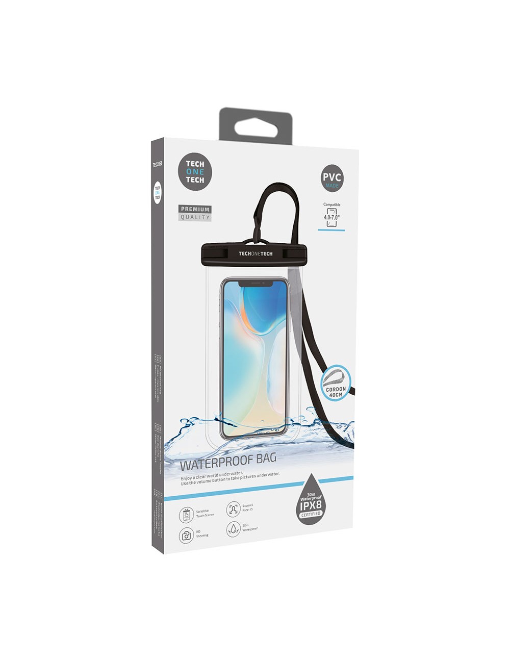 Funda impermeable colgante para agua pvc ipx8 negra