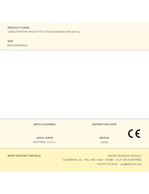 Conector rj45 macho ftp cat5e blindado ( bolsa 6 u)