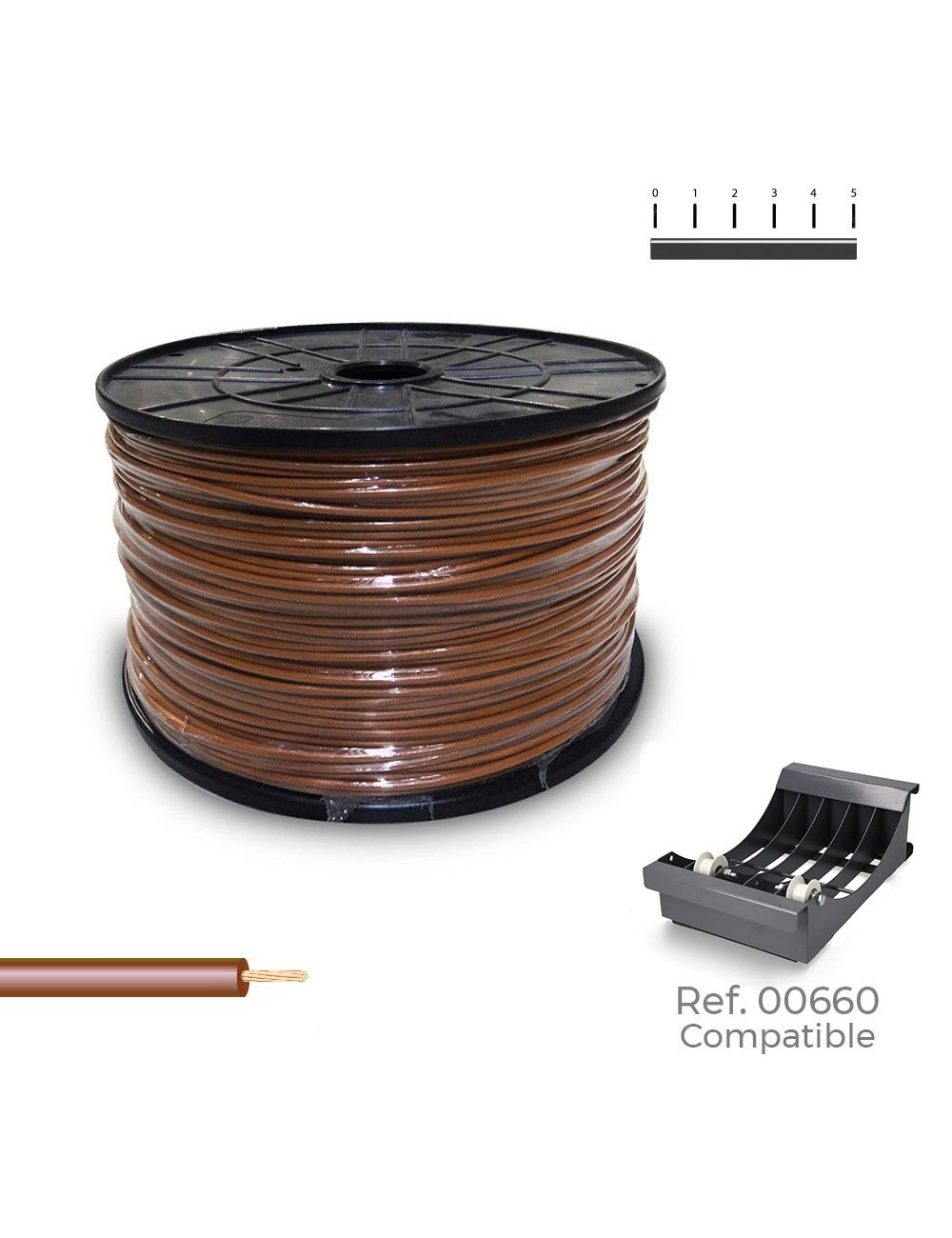 Cablecillo h07z1-k 1,50 mm marrón, 500 m. ( bobina mediana )