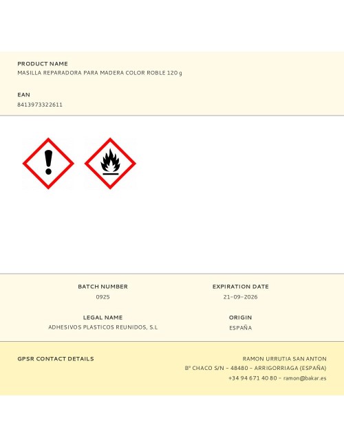 Masilla reparadora para madera color roble 120 g