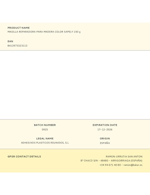 Masilla reparadora para madera color sapely 150 g