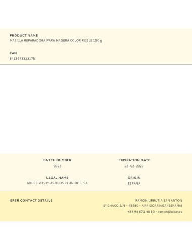 Masilla reparadora para madera color roble 150 g