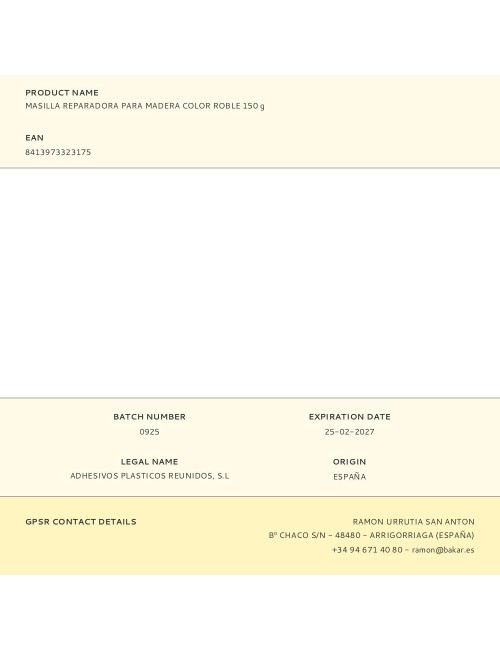 Masilla reparadora para madera color roble 150 g