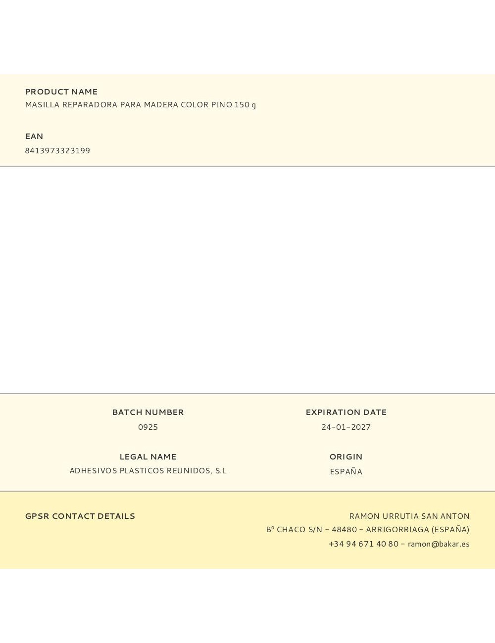 Masilla reparadora para madera color pino 150 g